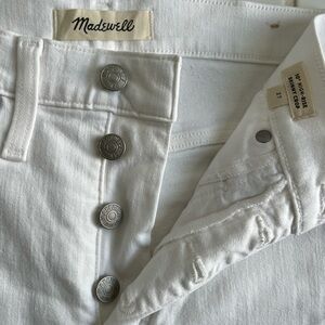 Madewell high rise skinny crop white denim jeans